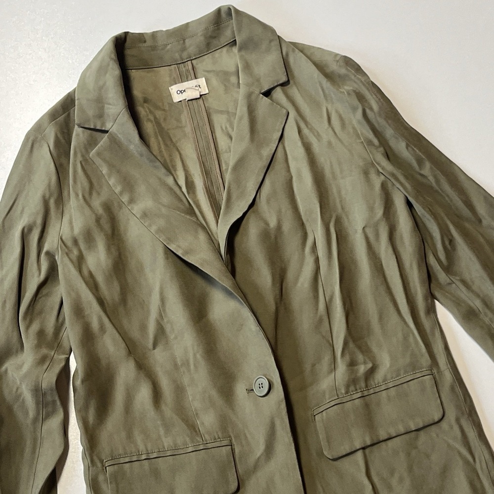 Open Edit Unstructured Boyfriend Blazer Oversized XXS Olive Scandi-Cool Jacket